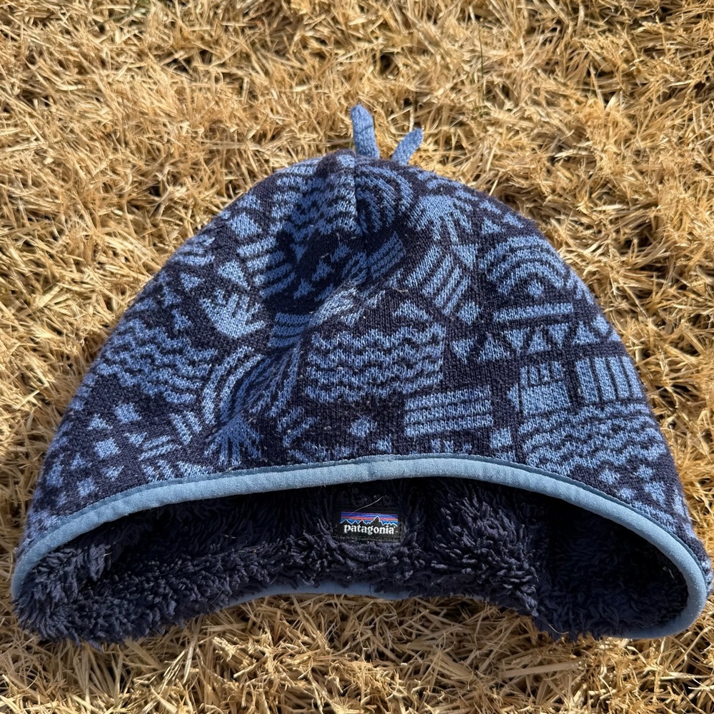 Patagonia Blue and Gray Nordic Knit Hat